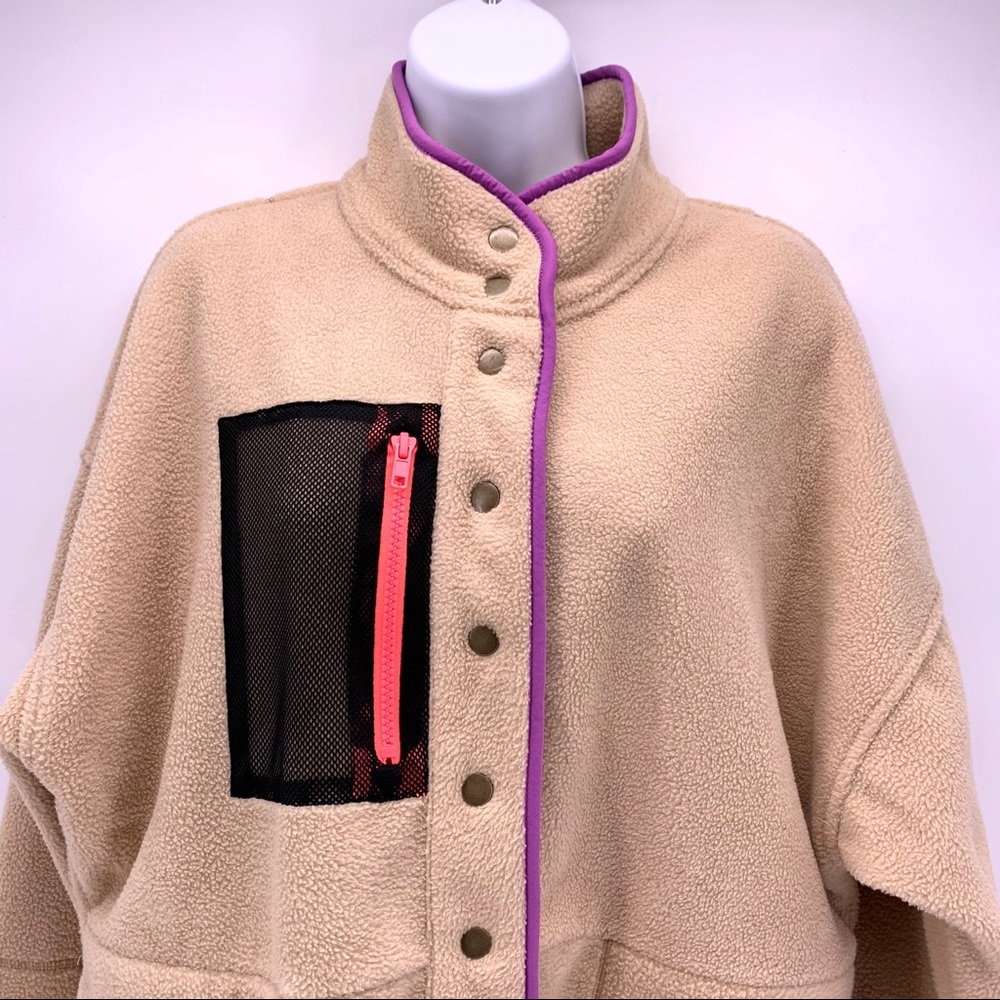 NEW Wild Fable Nude Snap Front Sherpa Jacket - Picture 3 of 7
